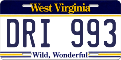 WV license plate DRI993