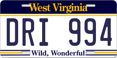 WV license plate DRI994