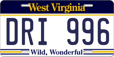 WV license plate DRI996
