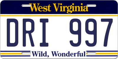 WV license plate DRI997