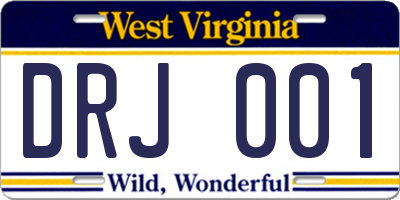 WV license plate DRJ001