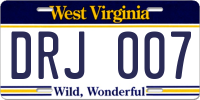 WV license plate DRJ007