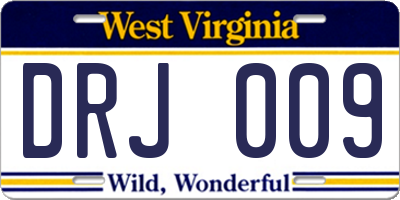 WV license plate DRJ009