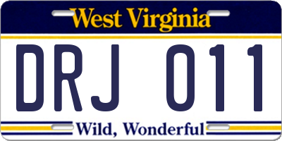 WV license plate DRJ011