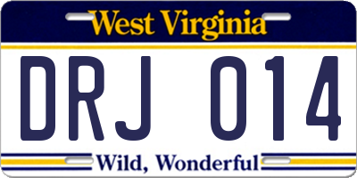 WV license plate DRJ014