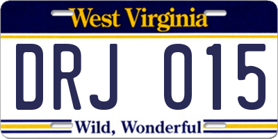 WV license plate DRJ015