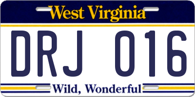 WV license plate DRJ016