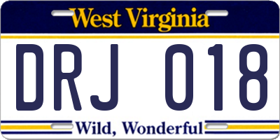 WV license plate DRJ018
