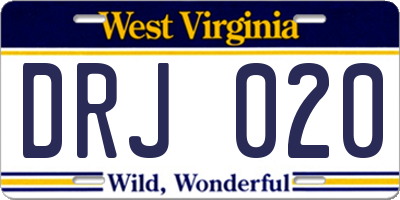 WV license plate DRJ020