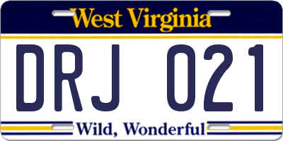 WV license plate DRJ021