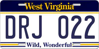 WV license plate DRJ022