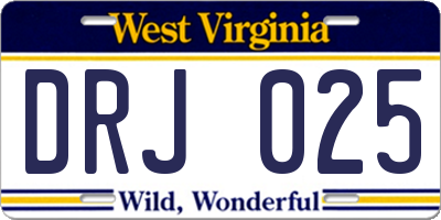 WV license plate DRJ025