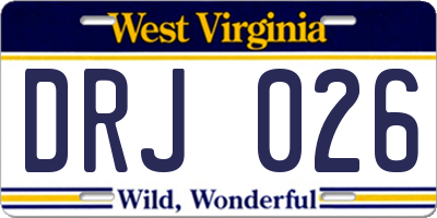 WV license plate DRJ026