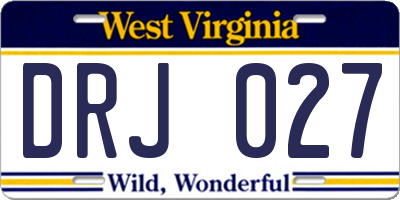 WV license plate DRJ027