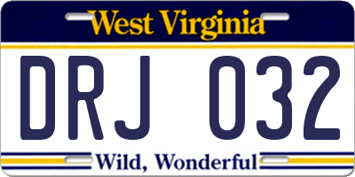 WV license plate DRJ032