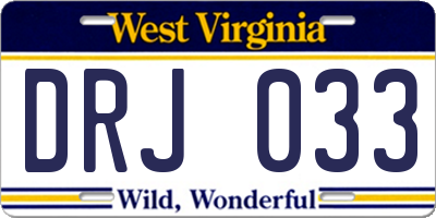 WV license plate DRJ033