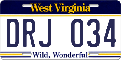 WV license plate DRJ034