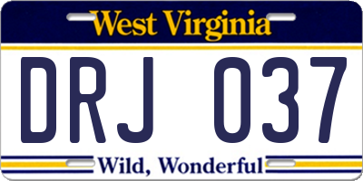 WV license plate DRJ037