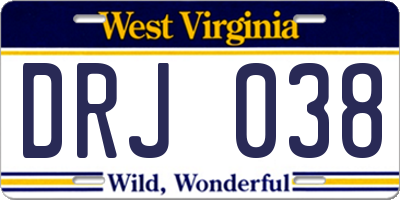 WV license plate DRJ038