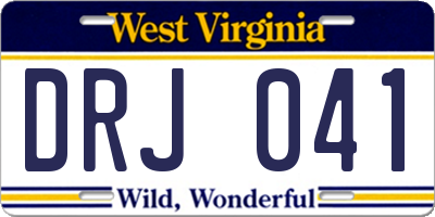 WV license plate DRJ041