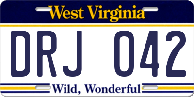 WV license plate DRJ042