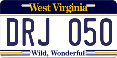 WV license plate DRJ050