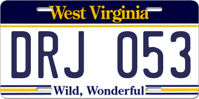 WV license plate DRJ053