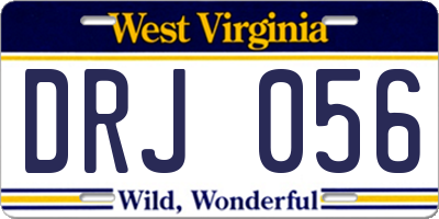 WV license plate DRJ056