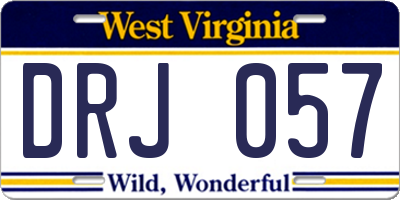 WV license plate DRJ057