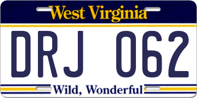 WV license plate DRJ062