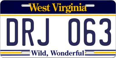 WV license plate DRJ063