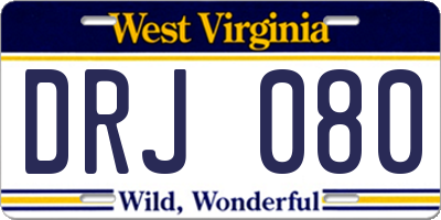 WV license plate DRJ080