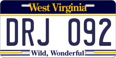 WV license plate DRJ092