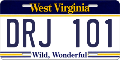 WV license plate DRJ101