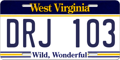WV license plate DRJ103