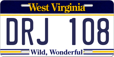 WV license plate DRJ108