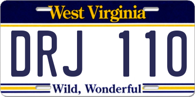 WV license plate DRJ110