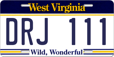 WV license plate DRJ111