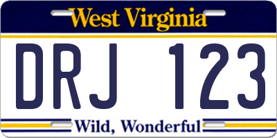 WV license plate DRJ123