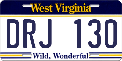 WV license plate DRJ130