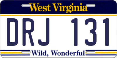 WV license plate DRJ131
