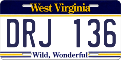 WV license plate DRJ136