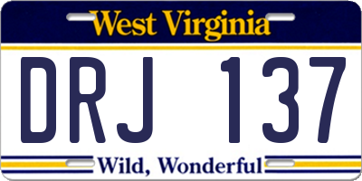 WV license plate DRJ137