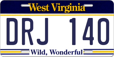 WV license plate DRJ140
