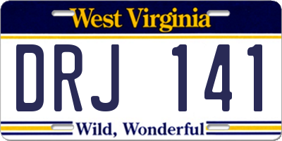 WV license plate DRJ141