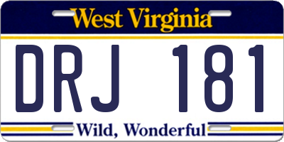 WV license plate DRJ181
