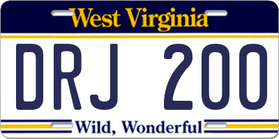 WV license plate DRJ200