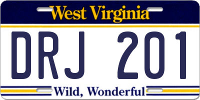 WV license plate DRJ201