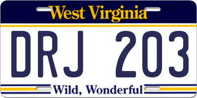 WV license plate DRJ203