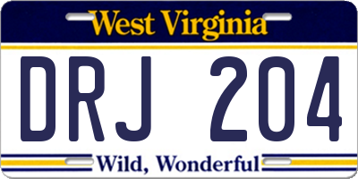WV license plate DRJ204